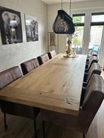 Eiken eettafel met 8 stoelen, Huis en Inrichting, Tafels | Eettafels, Ophalen, Eikenhout, 200 cm of meer, 50 tot 100 cm
