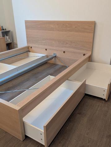 IKEA MALM bedframe 160x200 met 4 lades – eiken - afbeelding 3