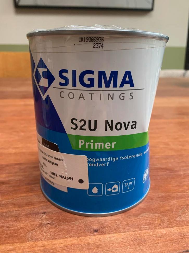 Sigma S2U Nova Primer - Antracietgrijs, Doe-het-zelf en Verbouw, Verf, Beits en Lak, Nieuw, Verf, Minder dan 5 liter, Grijs, Ophalen of Verzenden