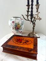 Vintage sieradenkistje kistje met mooie opdruk bloemen, Ophalen of Verzenden