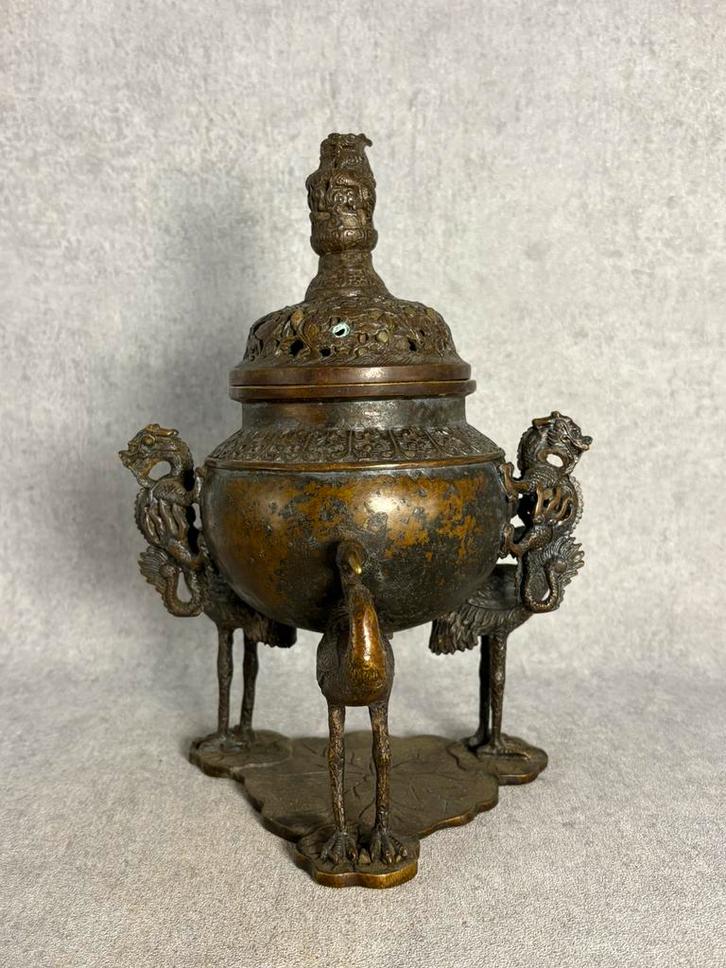 Wierookbrander, draken en kraanvogels brons China, Antiek en Kunst, Kunst | Niet-Westerse kunst, Ophalen of Verzenden