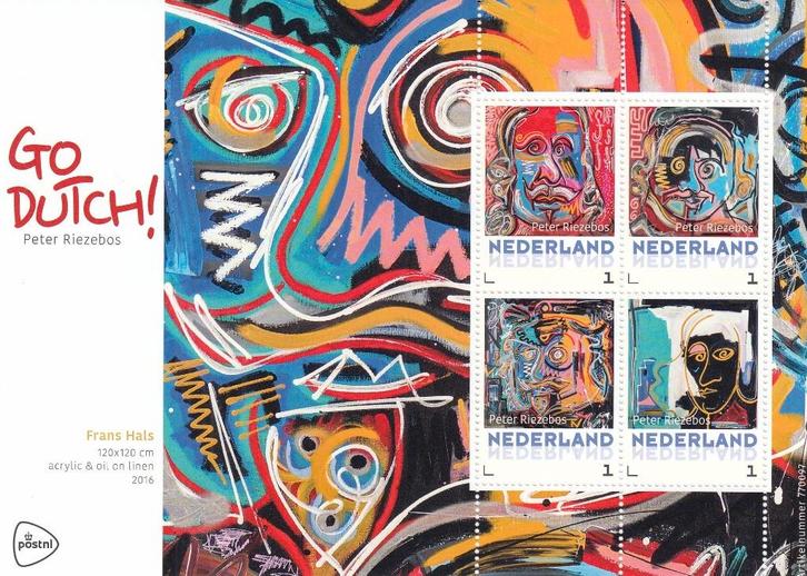 Nederland- 2017- Kunst- Go Dutch- 2- Riezebos- Frans Hals- P, Postzegels en Munten, Postzegels | Nederland, Postfris, Na 1940