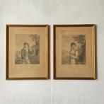 2 gravures met lijsten, empire, Frans antiek, samen €27,50, Ophalen of Verzenden