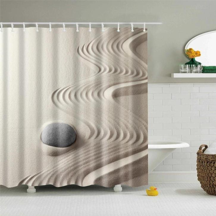 Zand Douchegordijn / Douche Gordijn Badkamer Zee Strand, Huis en Inrichting, Badkamer | Badtextiel en Accessoires, Nieuw, Verzenden