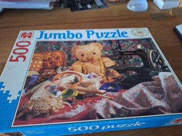 Vintage legpuzzel teddybeer naaiwerk 500 stukjes beschikbaar voor biedingen