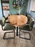 Mango eetkamertafel + stoelen, Huis en Inrichting, Ophalen, Rond, 200 cm of meer, Zo goed als nieuw