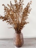 Bruine ribbel vaas evt incl goudkleur droogbloemen, Huis en Inrichting, Woonaccessoires | Vazen, Ophalen, Overige kleuren, Minder dan 50 cm