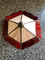 Vintage tiffany plafon lamp plafonniere rood wit, Ophalen