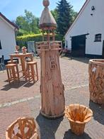 Teakhouten vuurtoren tuindecoratie hoogte 210cm, Ophalen, Zo goed als nieuw