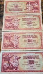 Setje Joegoslavische 100 Dinar Biljetten, Ophalen of Verzenden, Joegoslavië, Setje