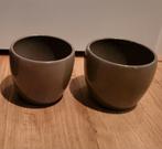 Bloempotten taupe 2 stuks 10,5cm doorsnede, Gebruikt, Rond, Binnen, Ophalen of Verzenden