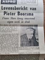 Artikel Pieter Boorsma van Duizend Zaanse molens (1963), Ophalen of Verzenden, 1960 tot 1980, Knipsel(s)