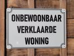 Onbewoonbaar verklaarde woning reclamebord van metaal deco, Huis en Inrichting, Info@deconoord.nl, Deco Noord, Nieuw, Ophalen of Verzenden