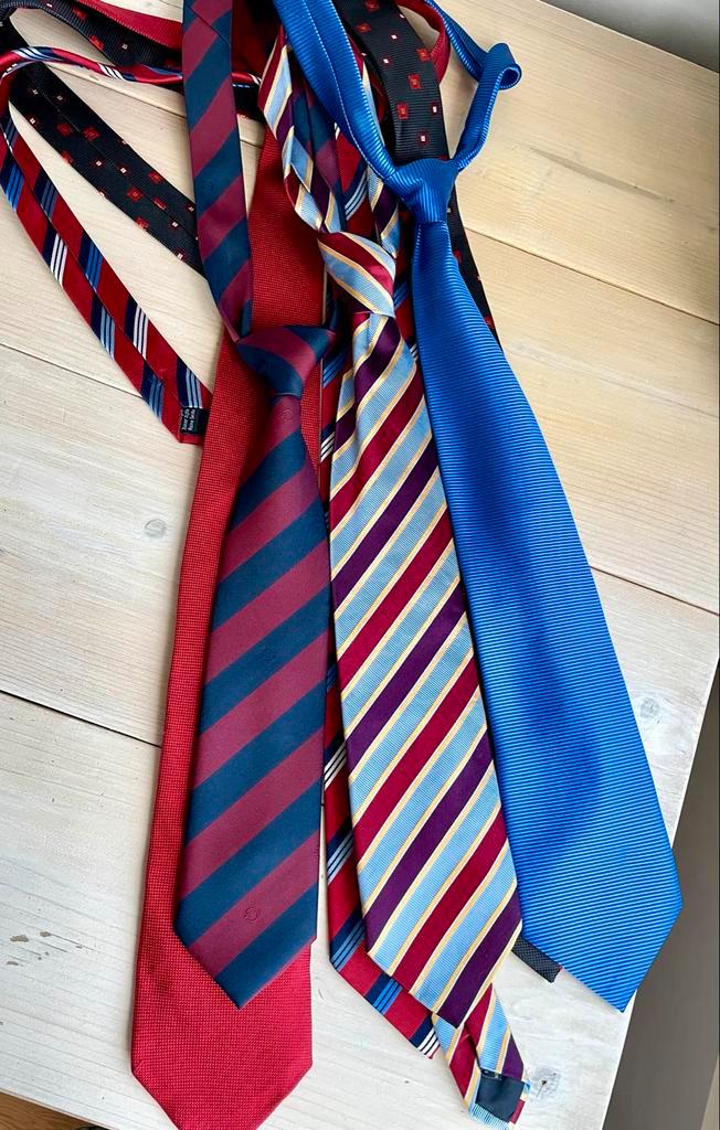 Set van 6 Stropdassen - Diverse Kleuren en Patronen, Kleding | Heren, Stropdassen, Zo goed als nieuw, Met patroon, Rood, Ophalen of Verzenden