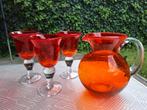Amberina Glas Kan en Glazen Set Cadmium, Ophalen