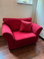 Rode loveseat/ fauteuil, Huis en Inrichting, Ophalen, Tweepersoons, 75 tot 100 cm, Zo goed als nieuw