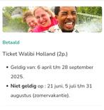 2 walibi tickets, Twee personen, Ticket of Toegangskaart