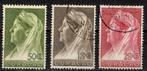 Curaçao nr. 135-137 Koningin Wilhelmina 1936 gestempeld, Ophalen of Verzenden, Gestempeld