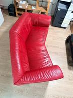 Rode leren bank, Huis en Inrichting, Ophalen, Gebruikt, Minder dan 75 cm, Tweepersoons