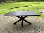 mooie tafel met zwarte kruispoot, Huis en Inrichting, Tafels | Eettafels, Ophalen, Eikenhout, 50 tot 100 cm, Zo goed als nieuw