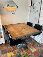 Eettafel industrieel inclusief stoelen, 100 tot 150 cm, Zo goed als nieuw, Rechthoekig, 50 tot 100 cm