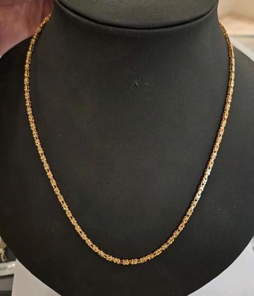 14 karaats gouden vierkante Koningsketting geelgoud 70cm  beschikbaar voor biedingen