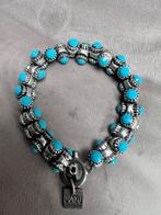 OTAZU VINTAGE TURQUOISE BLAUWE STEEN TONNETJES ARMBAND, Sieraden, Tassen en Uiterlijk, Armbanden, Ophalen of Verzenden, Zo goed als nieuw