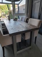 Eiken / metalen stoere eettafel, Huis en Inrichting, Tafels | Eettafels, Ophalen, 200 cm of meer, 50 tot 100 cm, Zo goed als nieuw
