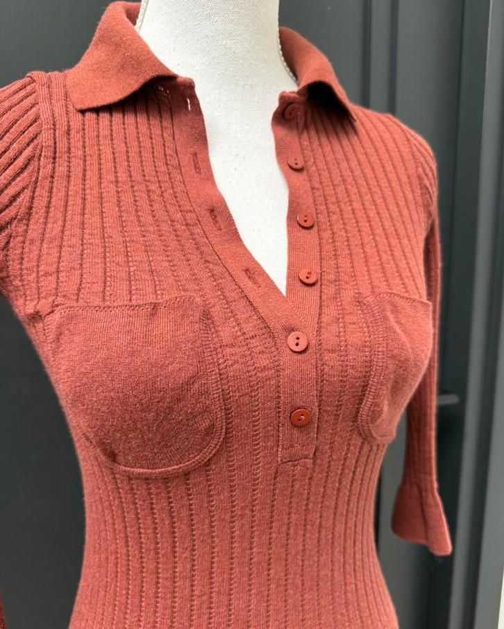 ZGAN! Anti-Flirt bordeaux / bruin Alpaca fijn wol jurk mt S, Kleding | Dames, Jurken, Zo goed als nieuw, Maat 36 (S), Bruin, Boven de knie