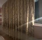 2 Vintage jaren 70 gordijnen met prachtige print, Huis en Inrichting, Ophalen of Verzenden, Gebruikt, Beige, 200 cm of meer