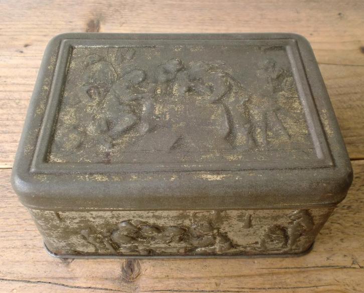 Van Melle Toffee blik - onbedrukt Dropblikje kroegtaferelen, Verzamelen, Blikken, Gebruikt, Overige, Overige merken, Ophalen of Verzenden