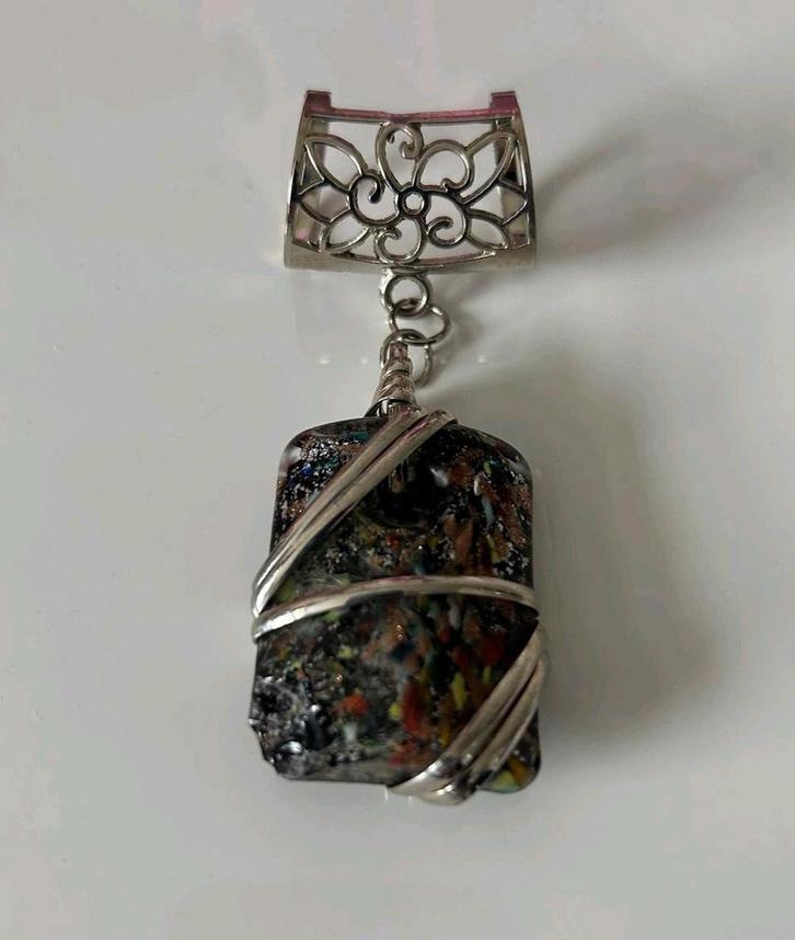 Sjaalspeld met Glas, Sieraden, Tassen en Uiterlijk, Kettingen, Zo goed als nieuw, Overige materialen, Overige kleuren, Met hanger