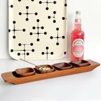 XL teak vintage snack SCHALEN SET Deens design Mid Century, Huis en Inrichting, Gebruikt, Schaal, Ophalen of Verzenden, Overige vormen