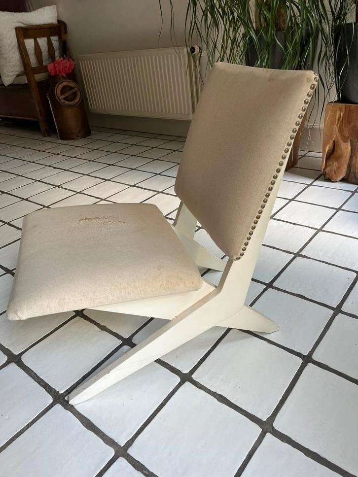 Pastoe schaarstoel - design meubel, Huis en Inrichting, Stoelen, Gebruikt, Eén, Hout, Stof, Overige kleuren, Ophalen