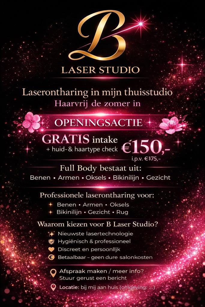 Laseren, voor de zomer haarvrij, of van uw oude tattoo af., Sieraden, Tassen en Uiterlijk, Uiterlijk | Haarverzorging, Nieuw, Ophalen of Verzenden