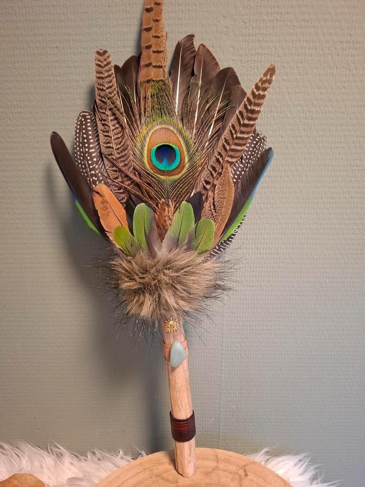 Smudge veren waaier, feathet fan, sjamanisme, spiritueel, Antiek en Kunst, Kunst | Niet-Westerse kunst, Ophalen of Verzenden