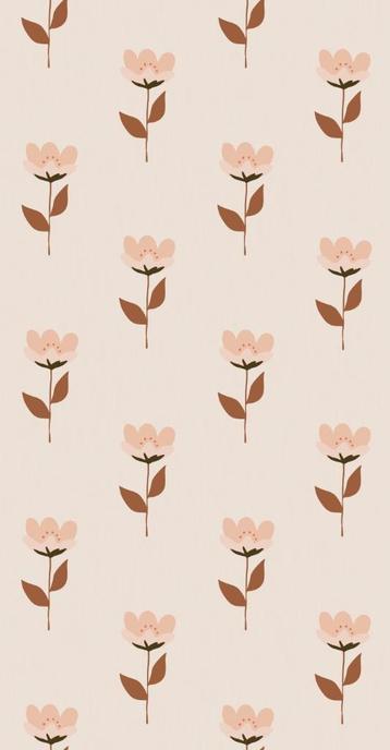 Kinderbehang Behang Retro Bloem Roze Bibelotte beschikbaar voor biedingen