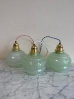 Vintage hanglamp groen antiek glas retro art deco murano, Ophalen of Verzenden