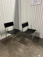 Vintage Tuiglederen Stoel — In de Stijl van Martin Visser, Huis en Inrichting, Stoelen, Ophalen, Zwart, Metaal, Eén