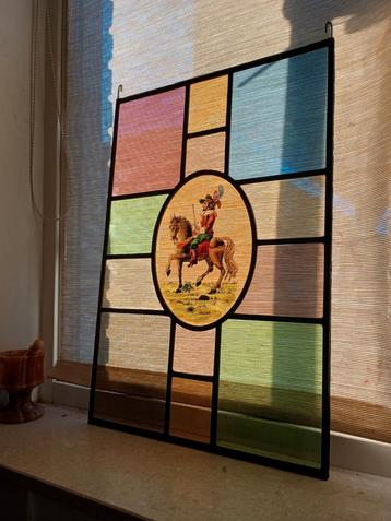 Prachtig Glas in Lood Raam met Ridder! beschikbaar voor biedingen
