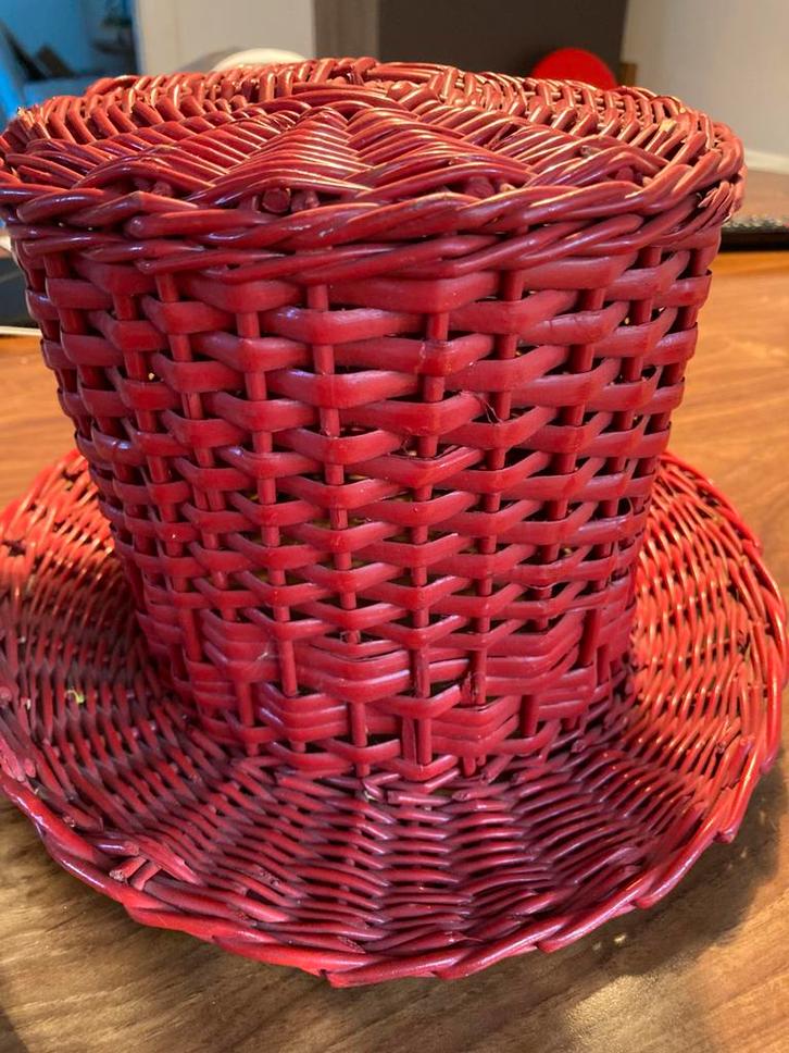 Lamp, rieten hoge hoed, Huis en Inrichting, Lampen | Hanglampen, Gebruikt, Minder dan 50 cm, Overige materialen, Ophalen