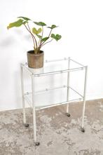 Vintage trolley bijzettafel sidetable op wielen tafel