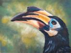 Schilderij neushoornvogel, Huis en Inrichting, Woonaccessoires | Schilderijen, Tekeningen en Foto's, Minder dan 50 cm, Nieuw, Ophalen of Verzenden