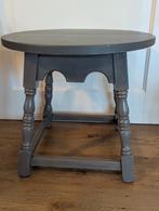 Rond grijs bijzettafeltje massief eiken 50 cm, Ophalen of Verzenden