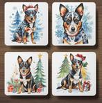 Australian Cattle Dog Kerst onderzetters met houder, Verzenden, Nieuw, Glas of Kopje