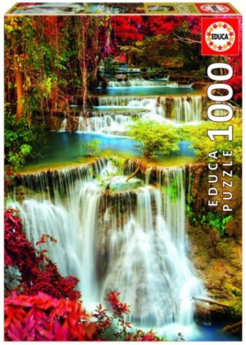 Educa: Waterfall in deep forest 1000 stukjes, Hobby en Vrije tijd, Denksport en Puzzels, Nieuw, Rubik's of 3D-puzzel, Minder dan 500 stukjes