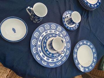 Nautisch/schelpen/zee/vissen servies 6 delig beschikbaar voor biedingen