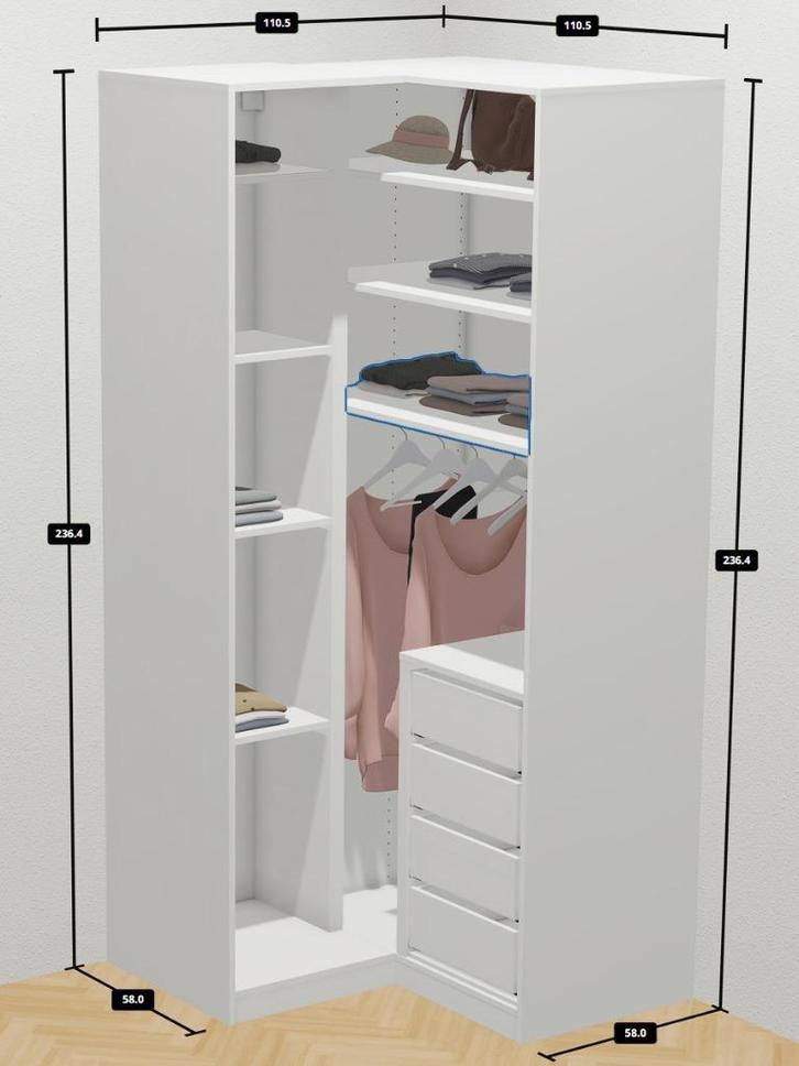 PAX hoekkast, Huis en Inrichting, Kasten | Kledingkasten, Gebruikt, 200 cm of meer, 100 tot 150 cm, 50 tot 75 cm, Met lade(s)