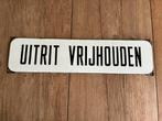 Emaille bord uitrit vrijhouden, Antiek en Kunst, Ophalen of Verzenden