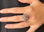 Robijn roosdiamanten antieke 14k gouden ring dames zilver, Sieraden, Tassen en Uiterlijk, Antieke sieraden, Ophalen of Verzenden